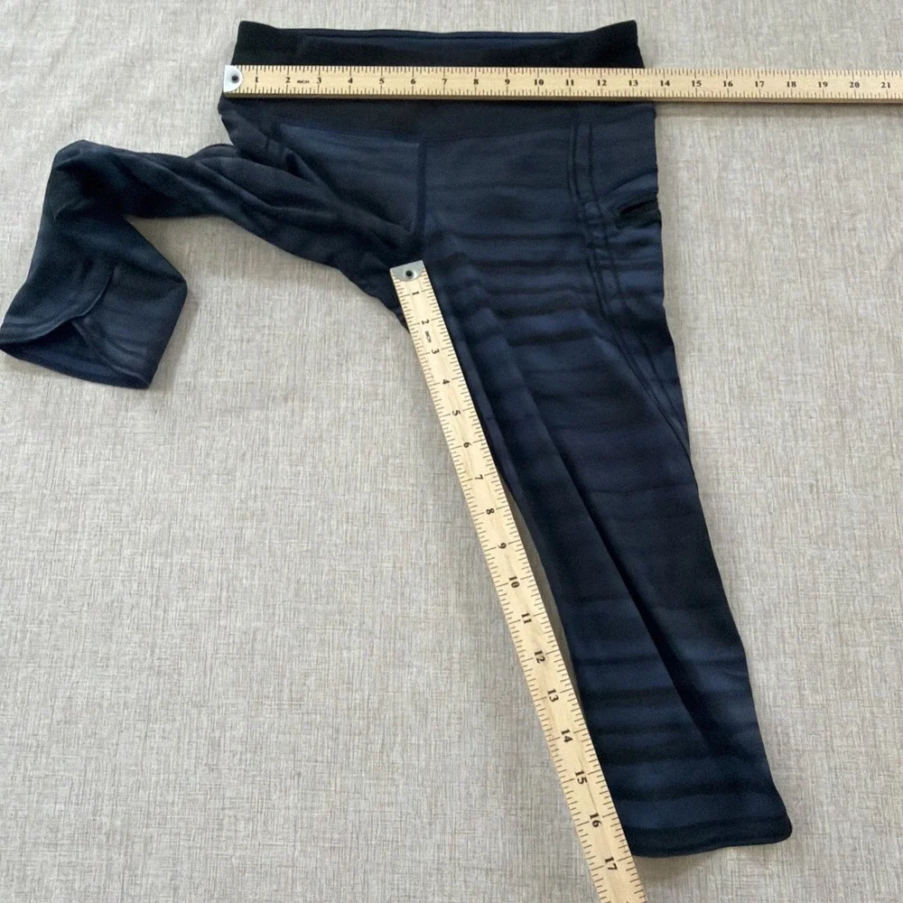 Lululemon Top Speed Crop Leggings Womens 4 Blue Black Athletic Running Gym